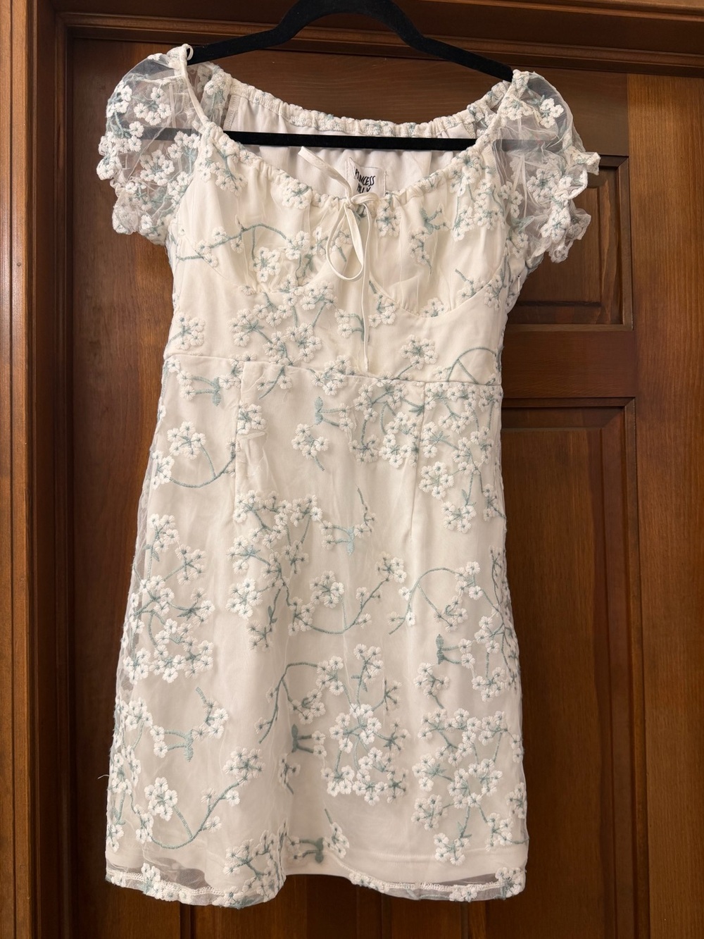 Princess Polly Cream Floral Embroidered Mini Dress